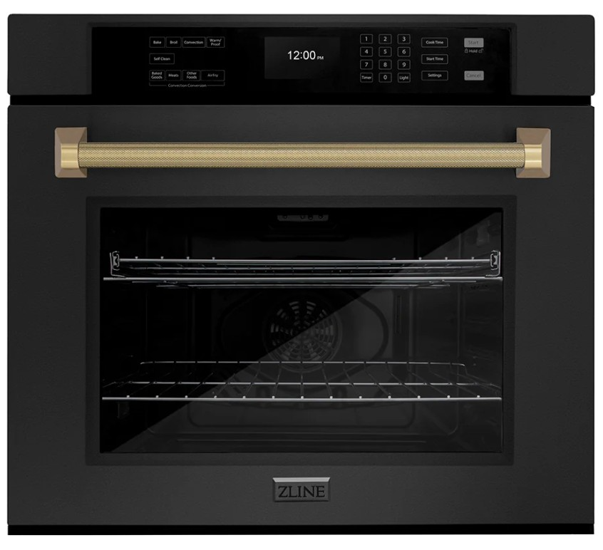 ZLINE Autograph Edition Professional 30" Black Stainless Steel True Convection Single Wall Oven with
