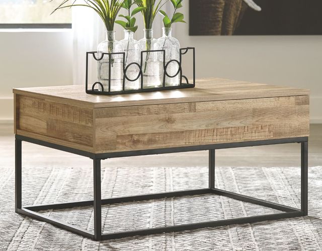 Signature Design by Ashley® Gerdanet Natural Lift Top Coffee Table with Black Base-3