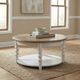Liberty Furniture Turnberry Park Toasted Oat Round Cocktail Table with Washed White Base-1