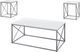Monarch Specialties Inc. 3 Piece White with Silver Metal Table Set-2