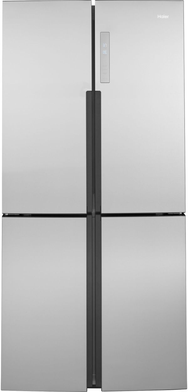 Haier 16.4 Cu. Ft. Stainless Steel Counter Depth Quad Door Refrigerator-0