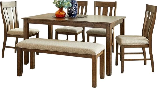 American Wholesale Furniture Everett 6-Piece Brown Dining Set-0