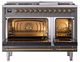 Ilve® Nostalgie II Noblesse 48'' Graphite Matte Pro Style Dual Fuel Range with Brass Trim-2