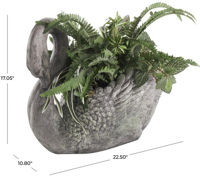 Deco Marche Gray Swan Textured Planter with Patina Accents-3