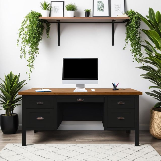 Legends Home Essex Seal Skin/Whiskey Executive Desk-1