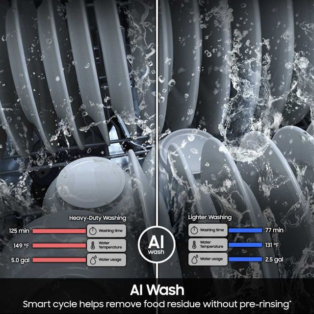 Samsung Bespoke 24" Fingerprint Resistant Stainless Steel Top Control Built In Smart Dishwasher with 3rd Rack Washing System-9