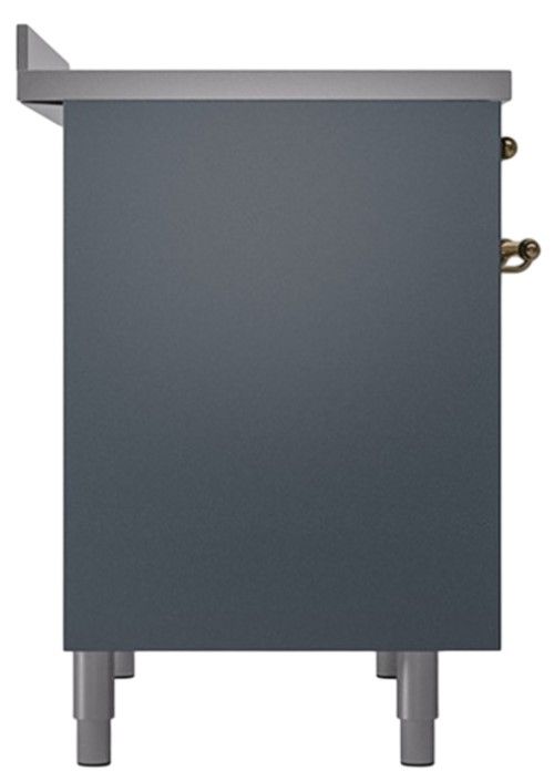 Ilve® Nostalgie II Noblesse 40'' Blue Gray Pro Style Induction Range with Brass Trim-2