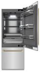 ZLINE Autograph Edition 30" 16.1 Cu. Ft. Stainless Steel Built-In Bottom Freezer Refrigerator with Water Dispenser and Ice Maker with Graphite Gray Interior and Champagne Bronze Helix Handles-2
