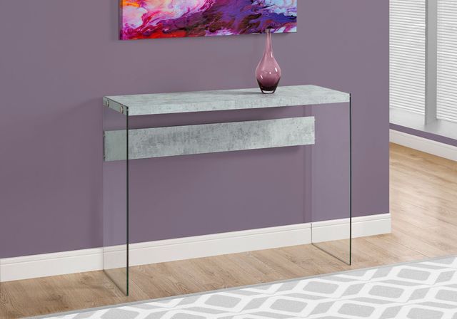Monarch Specialties Inc. Grey Cement 44"L Tempered Glass Base Accent Table-2