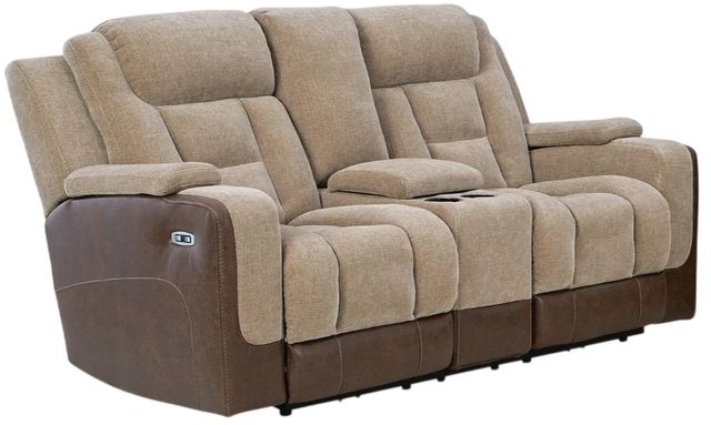 Signature Design by Ashley® Mixed Motion Brownstone Power Reclining Loveseat-0