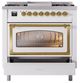 Ilve® Nostalgie II Noblesse 36'' White Pro Style Dual Fuel Range with Brass Trim-3