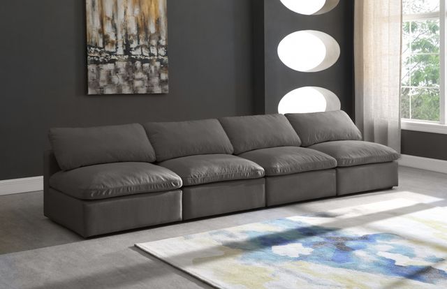 Meridian Furniture Plush Grey Velvet Standard Cloud Modular Sofa-3