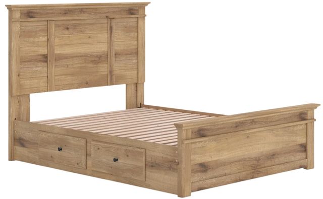 Signature Design by Ashley® Makidern Tan Queen Panel Bed with 4-Drawer Storage-2