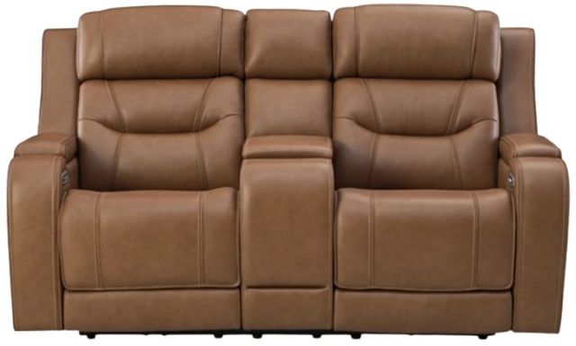 Signature Design by Ashley® Dreamer Caramel Power Reclining Loveseat with Audio Console-3