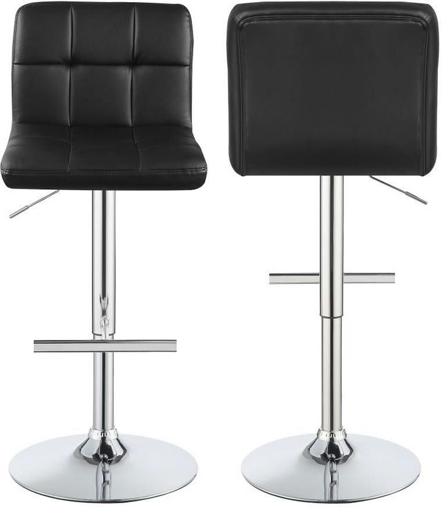 Coaster® Lenny 2-Piece Chrome/Black Adjustable Height Stools-0