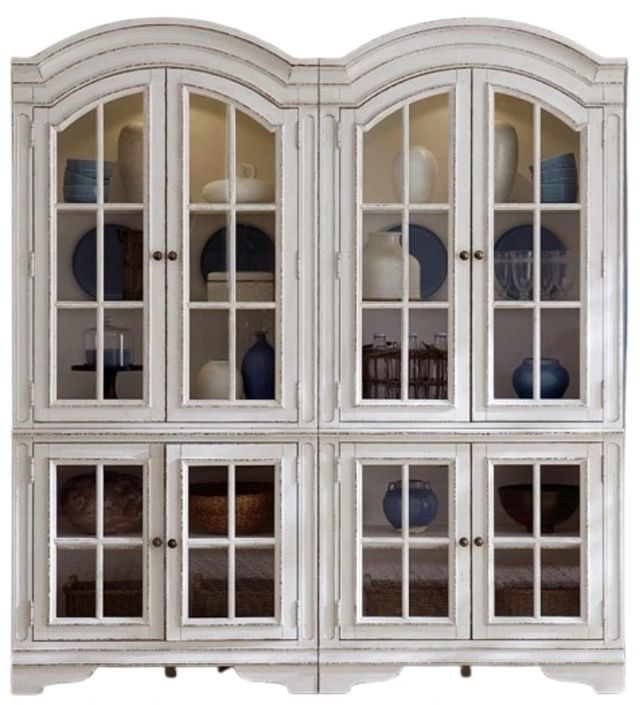 Liberty Furniture Magnolia Manor 2-Piece Antique White Display Cabinet-0