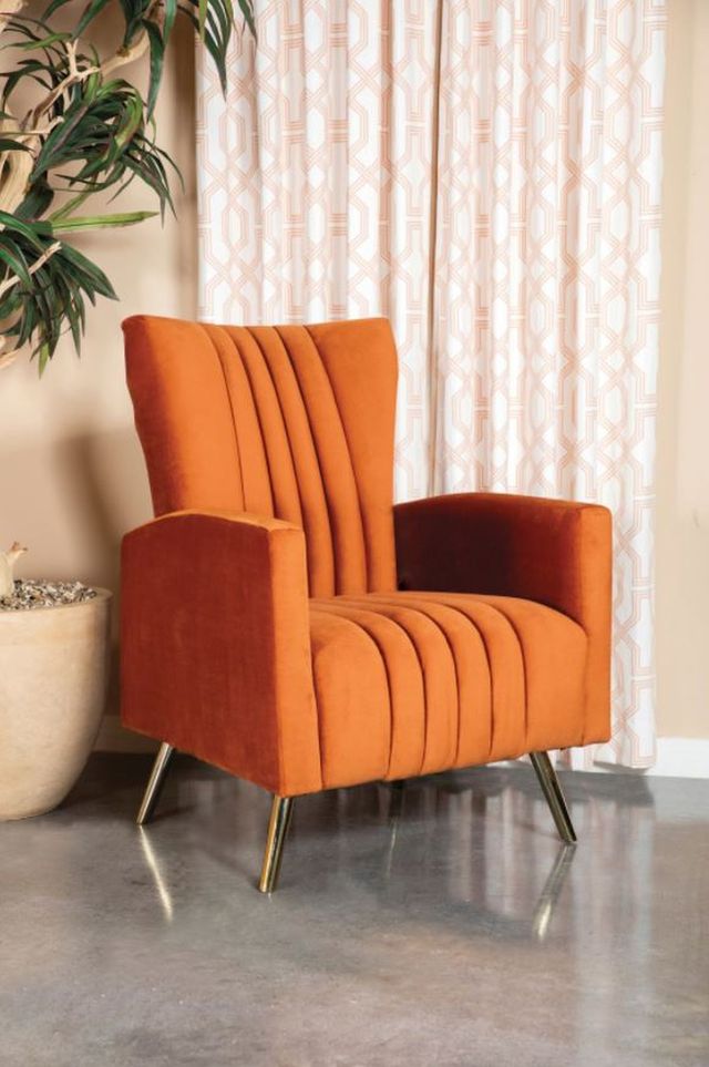 Coaster® Rust Channeled Tufted Upholstered Accent Chair-1