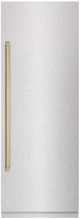 ZLINE Autograph Edition 30" 16.7 Cu. Ft. Column Refrigerator in Satin Stainless Steel with Graphite Gray Interior and Polished Gold Accents-0