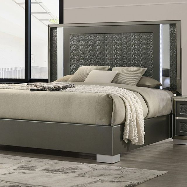 Furniture of America® Leyland 4-Piece Dark Gray Queen Bedroom Set-1