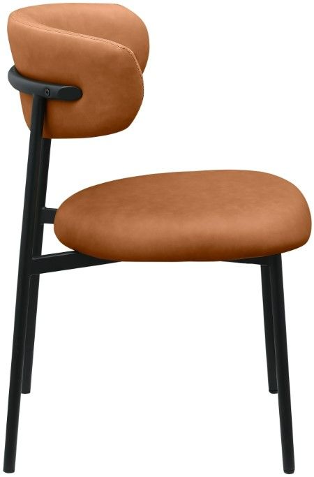 Meridian Furniture Lupita Cognac/Matte Black Vegan Leather Dining Chair-2
