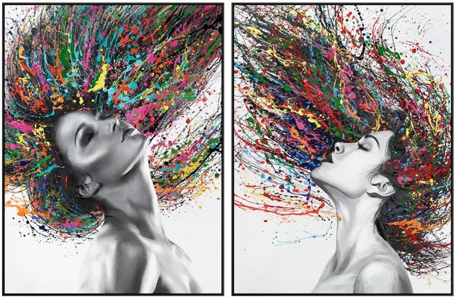 Classy Living Vibrant 2-Piece Vivid Muse: Dual Color Splash Wall Art Set-0