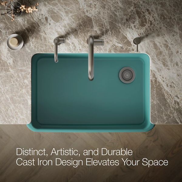 KOHLER® Ironridge® Teal 34" Undermount Single-Bowl Farmhouse Kitchen Sink-4