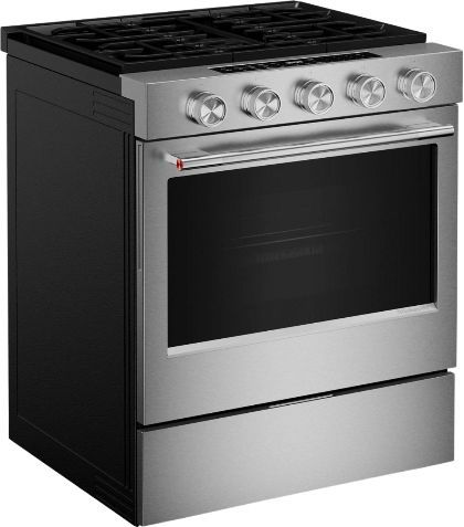 KitchenAid® 30" Fingerprint Resistant Stainless Steel Smart Slide-in Gas Range with Convection Cooking Modes and 2-in-1 Burner-3