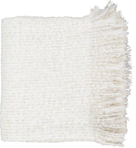 Surya Madurai White/Beige 50"x60" Throw Blanket-0