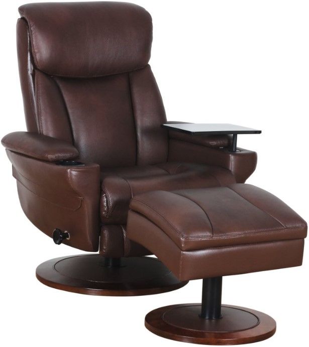 BarcaLounger® Pedestal Chairs and Ottomans William 2-Piece Roman-Brown Manual Reclining Chair And Ottoman Set