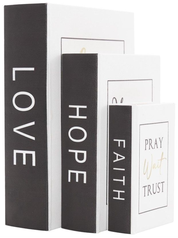 Deco Marche 3-Piece White Book Storage Decorative Box Set-0