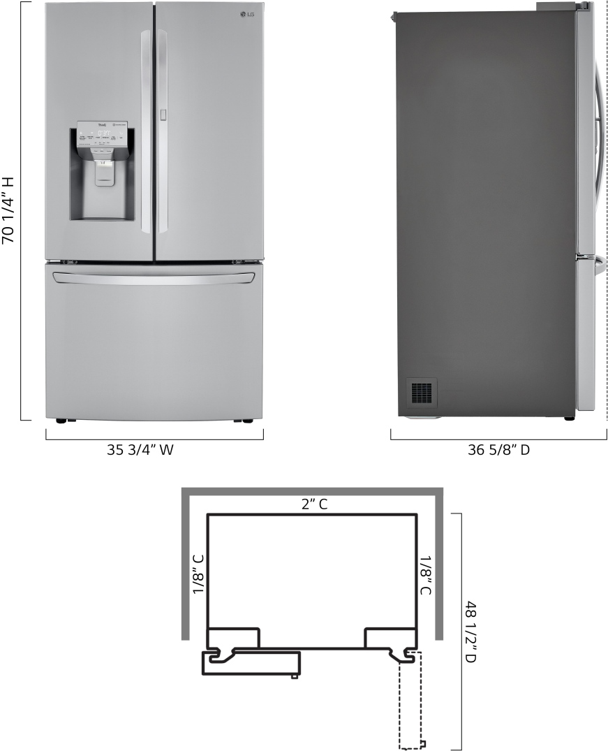 LG 36 in. 29.7 Cu. Ft. PrintProof™ Stainless Steel French