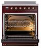 Ilve® Nostalgie II Noblesse 30'' Burgundy Pro Style Induction Range with Burnished Trim-2