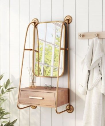 Zuo® Modern Peralta Gold Mirror Shelf-2
