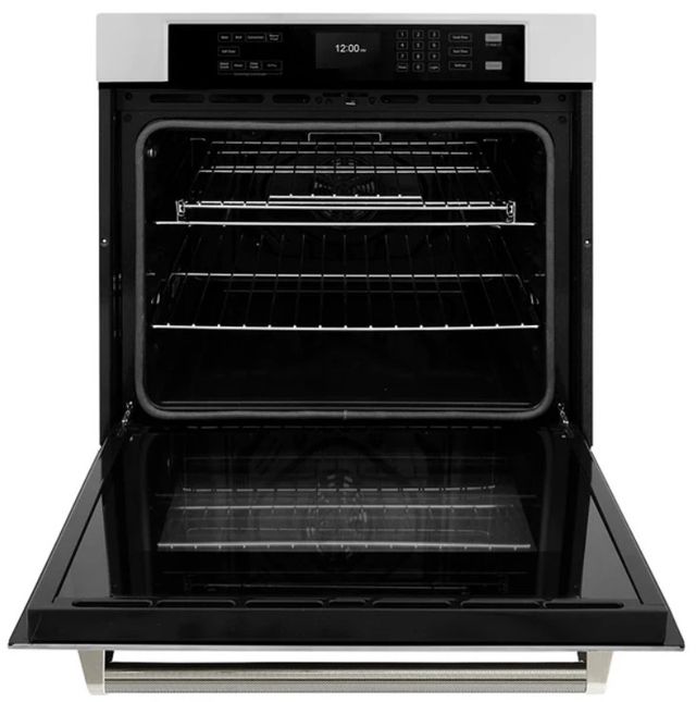 ZLINE Autograph Edition Professional 30" Stainless Steel True Convection Single Wall Oven with Air Fry and Self Clean with Polished Nickel Helix Handle -2