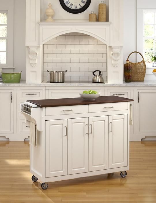 homestyles® Create-a-Cart Cherry/White Kitchen Cart-1