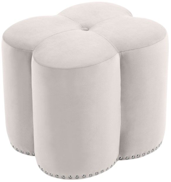 Meridian Furniture Clover Cream Upholstered Stool-0