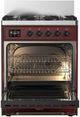 Ilve® Majestic III 30" Burgundy Pro Style Dual Fuel Natural Gas Range with Triple Glass Door and Burnished Trim-2