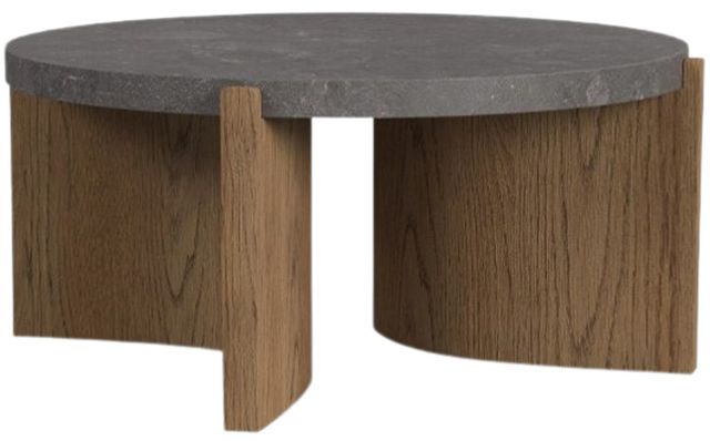 Flexsteel® Eclipse Gray Round Coffee Table with Brown Base-0