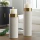 Uttermost® Wessex 2-Piece Antique Brushed Brass/White Pillar Candleholders Set-1