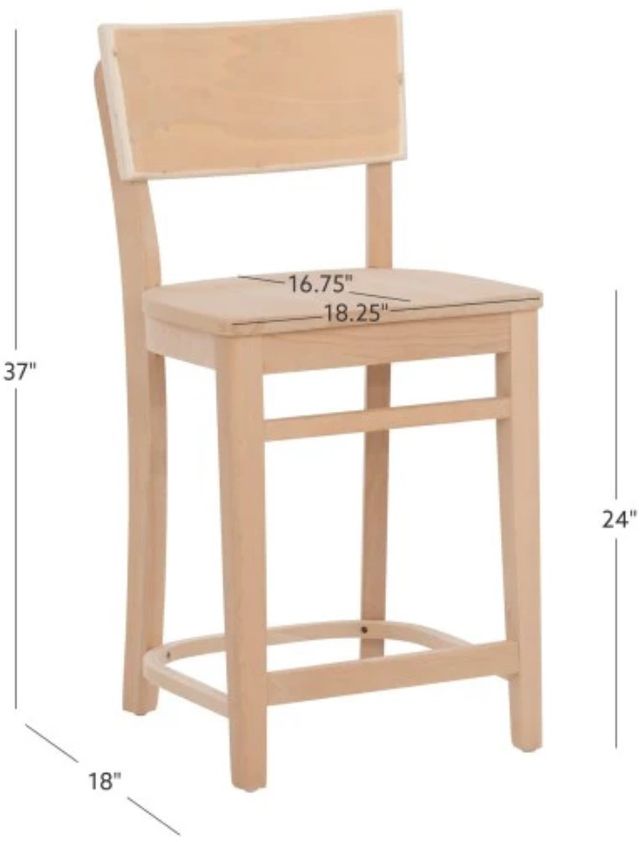 Linon Brompton 2-Piece Unfinished Counter Stool-2