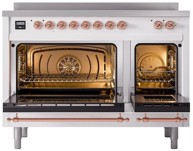 Ilve® Nostalgie II Series 48" White Pro Style Induction Range with Cooper Trim-1