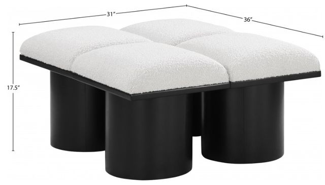 Meridian Furniture Pavilion 4-Piece Cream/Black 31" Modular Bench Set-3