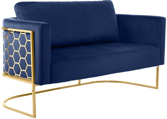 Meridian Furniture Casa Navy/Gold Velvet Loveseat-0