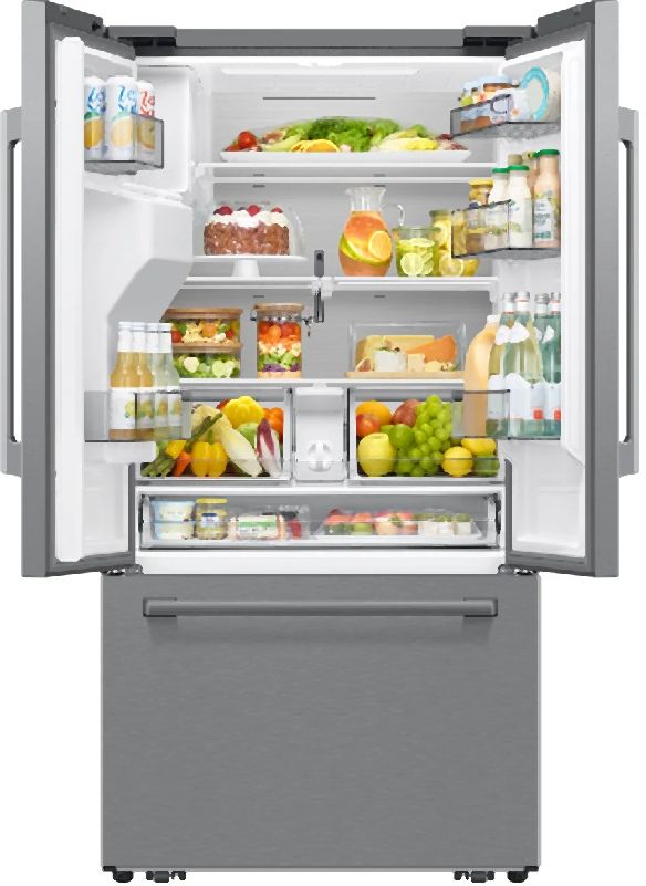 Samsung Bespoke AI 36'' 28.5 Cu. Ft. Fingerprint Resistant Steel Freestanding French Door Refrigerator-2