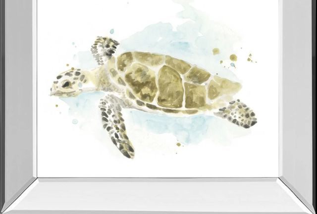 Classy Art Watercolor Sea Turtle Study II by June Erica Vess Mirror Framed Wall Art-1