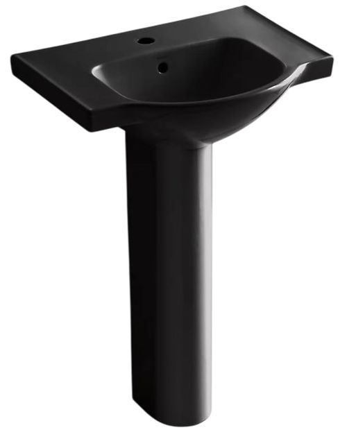 Kohler Veer® Black 24" Single Hole Rectangular Pedestal Bathroom Sink-0
