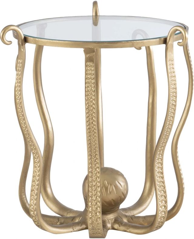 Powell® Octavia Glass Top Octopus Table with Antique Gold Base-3
