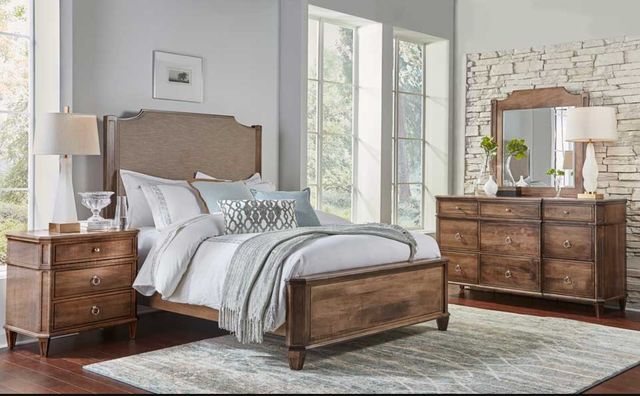 Urban Collections by Yutzy Woodworking Montour Cappuccino/Viewmont Linen King Upholstered Panel Bed-1