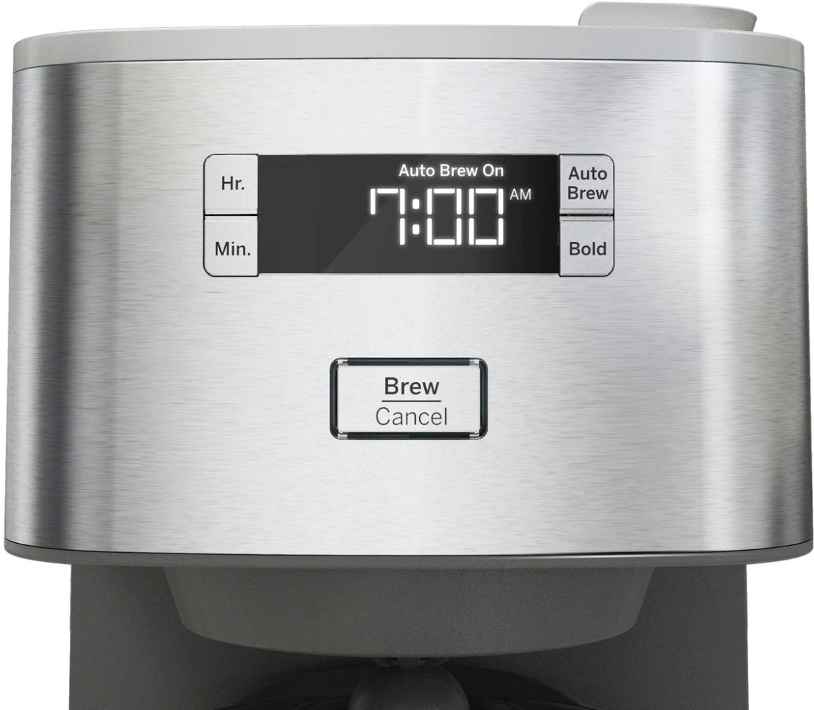 GE Drip Coffee Maker With Timer | 10-Cup Thermal Carafe Coffee Pot Keeps Coffee Warm for 2 Hours | Adjustable Brew Strength | Wide Shower Head for Maximum Flavor | Kitchen Essentials | Stainless Steel - Thumbnail 2