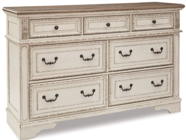 Signature Design by Ashley® Realyn 4-Piece Chipped White Queen Upholstered Panel Bed Set-2